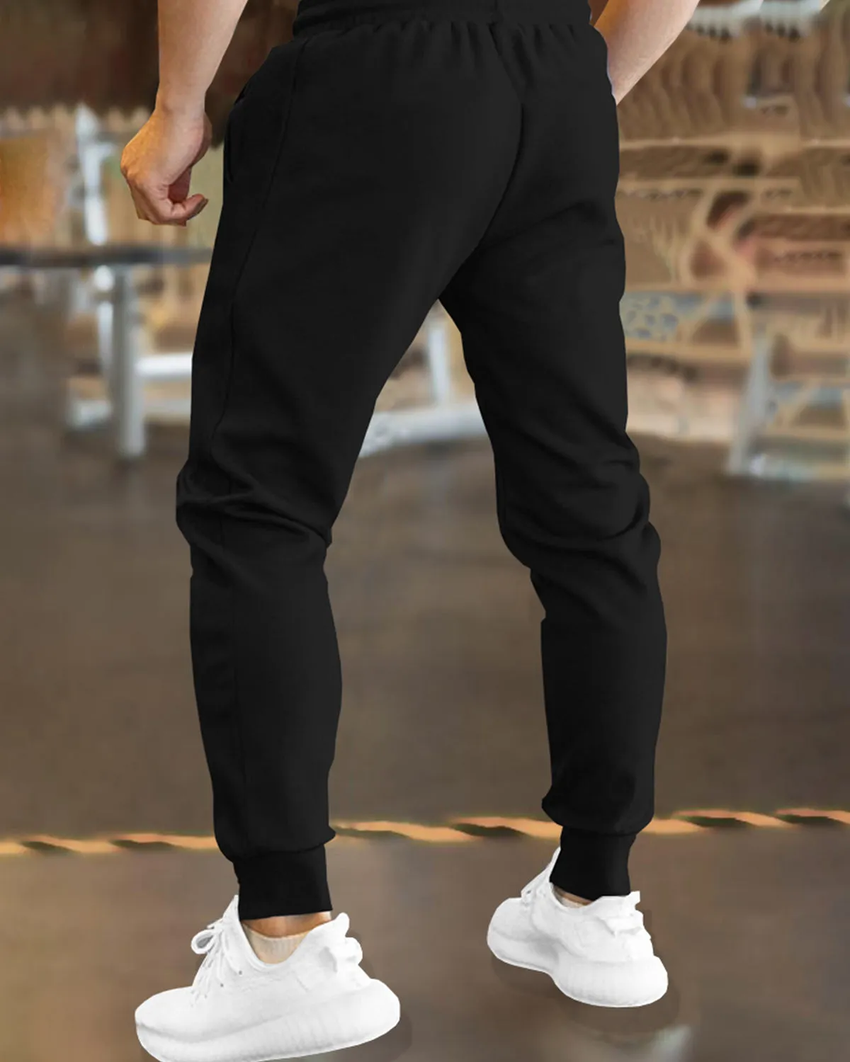 Men Black Cuffed Track Pant