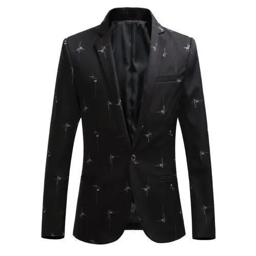 Men Blazer - Blazer With White Prints