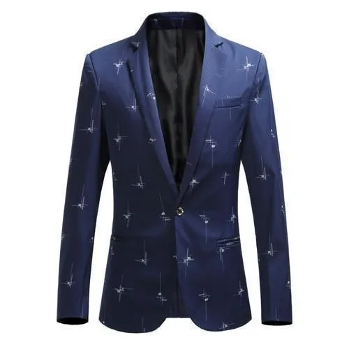 Men Blazer - Blazer With White Prints