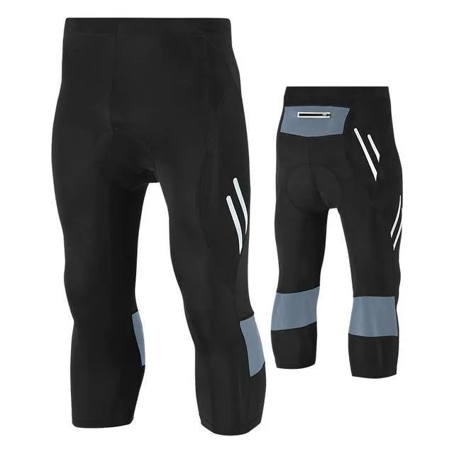 Men's Cycling Pants Elastic Cycling Tight Pants Clothing Gel Pad Calf-Length