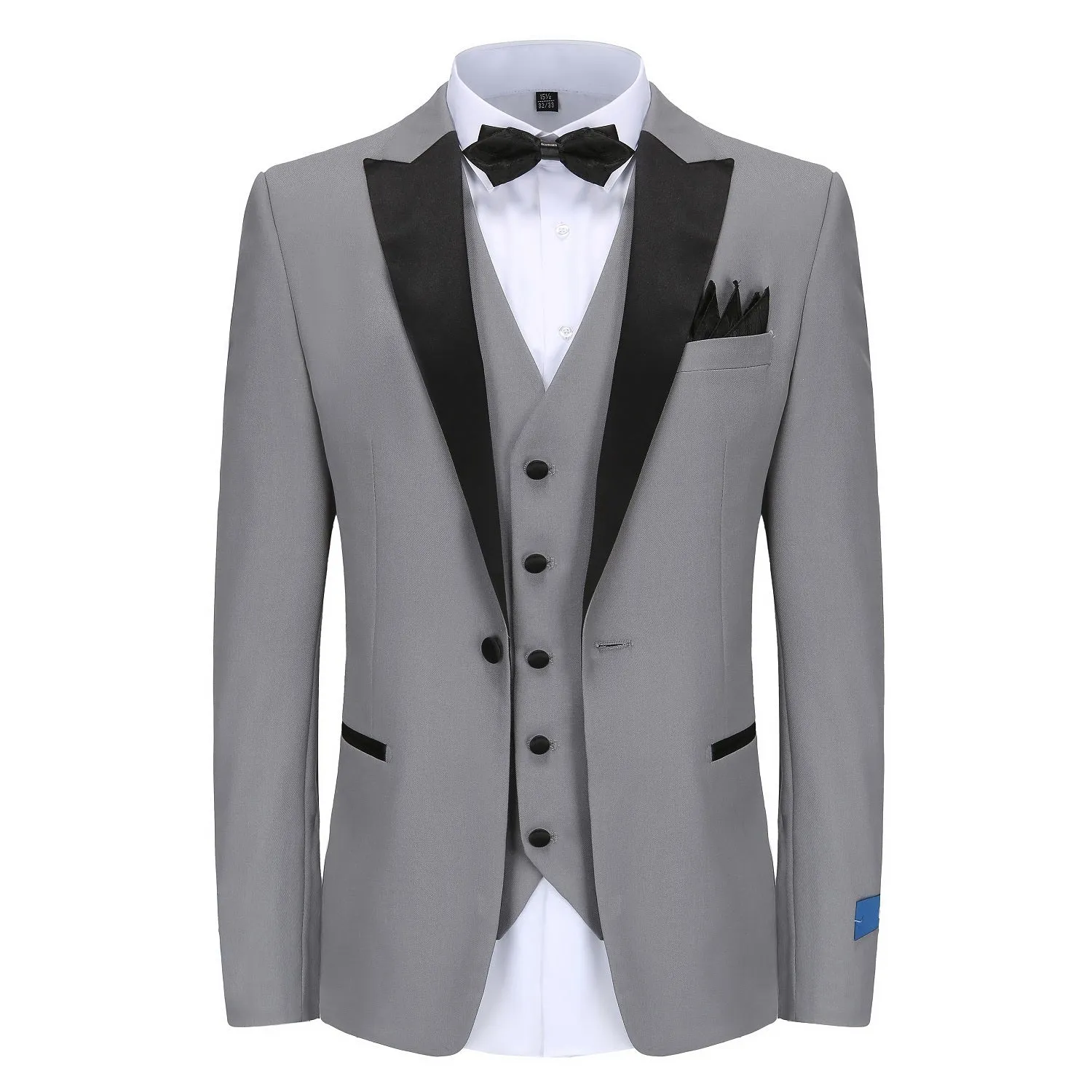 Men's Slim-Fit 3PC Satin Peak Lapel Tuxedo