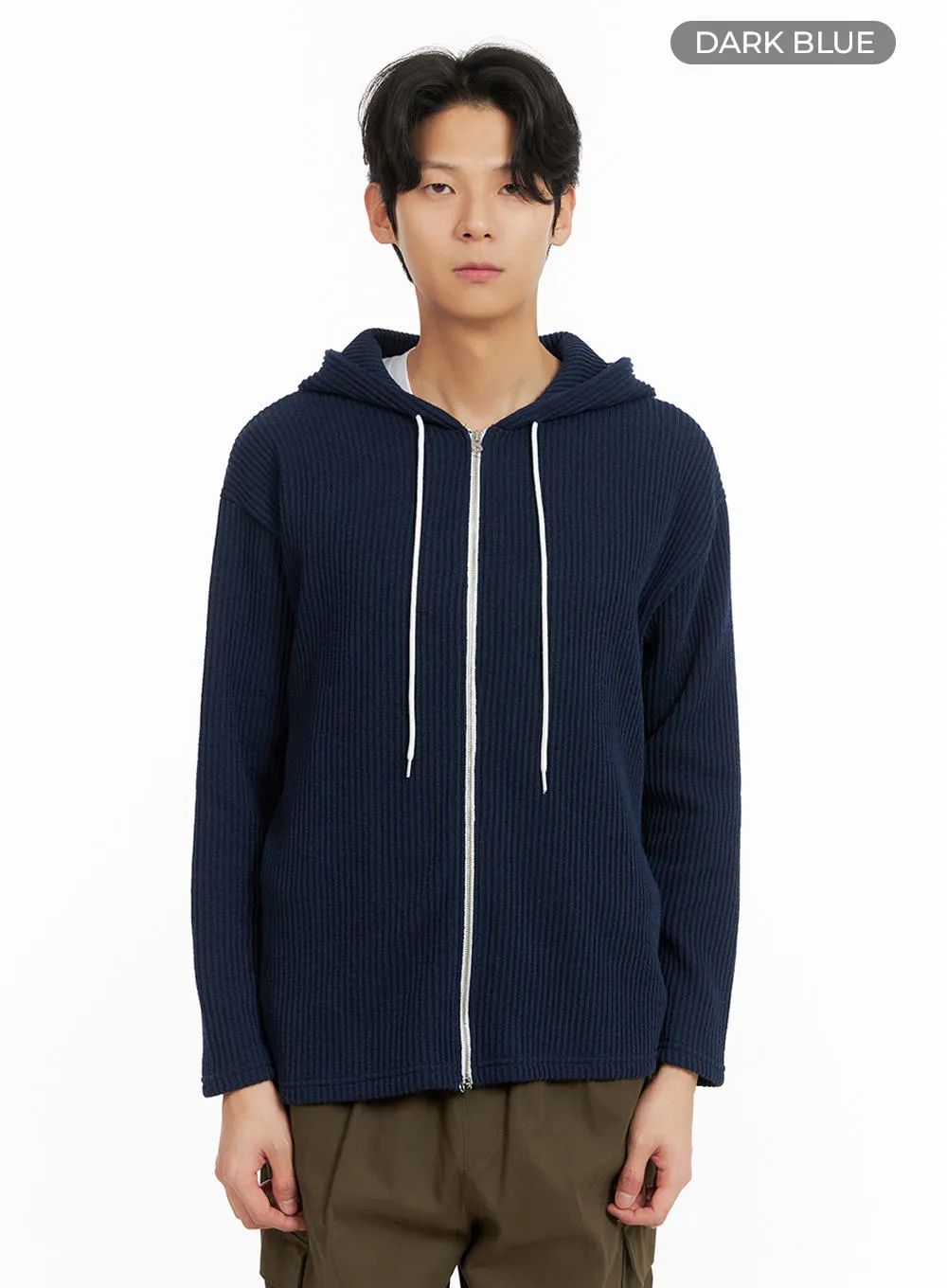 Men's Zip-Up Hooded Knit Sweater IA402