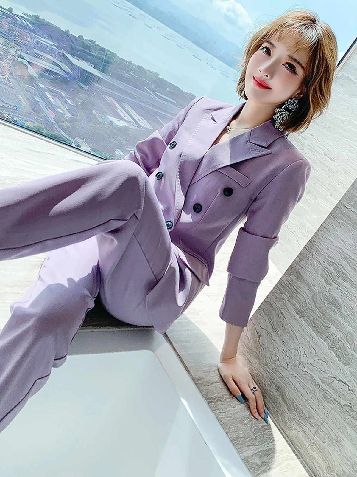 Orchid Double Breasted Blazer & Pants Two-Piece Set