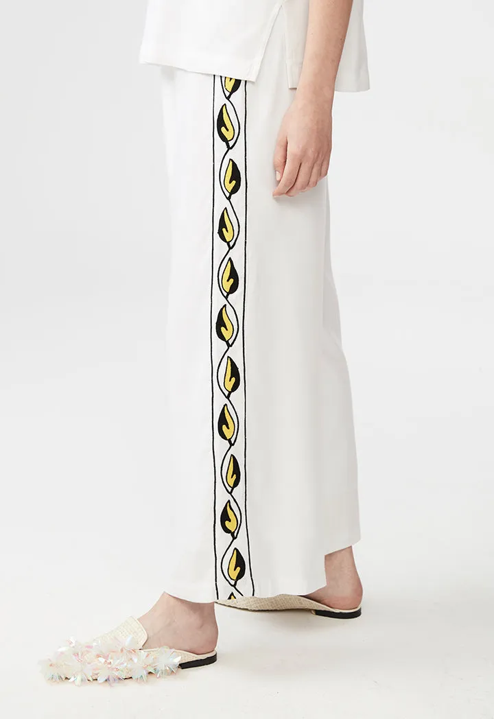 Paisley Embroidered Side Pants