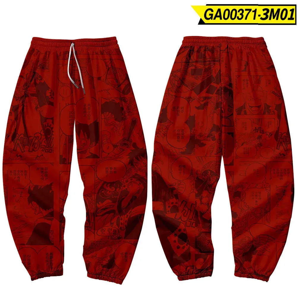 Red Japanese Style Anime Sweatpants Men Multi Pocket Long Cargo Pant Harajuku Hip Hop Jogger Trousers Streetwear Fashion Pants