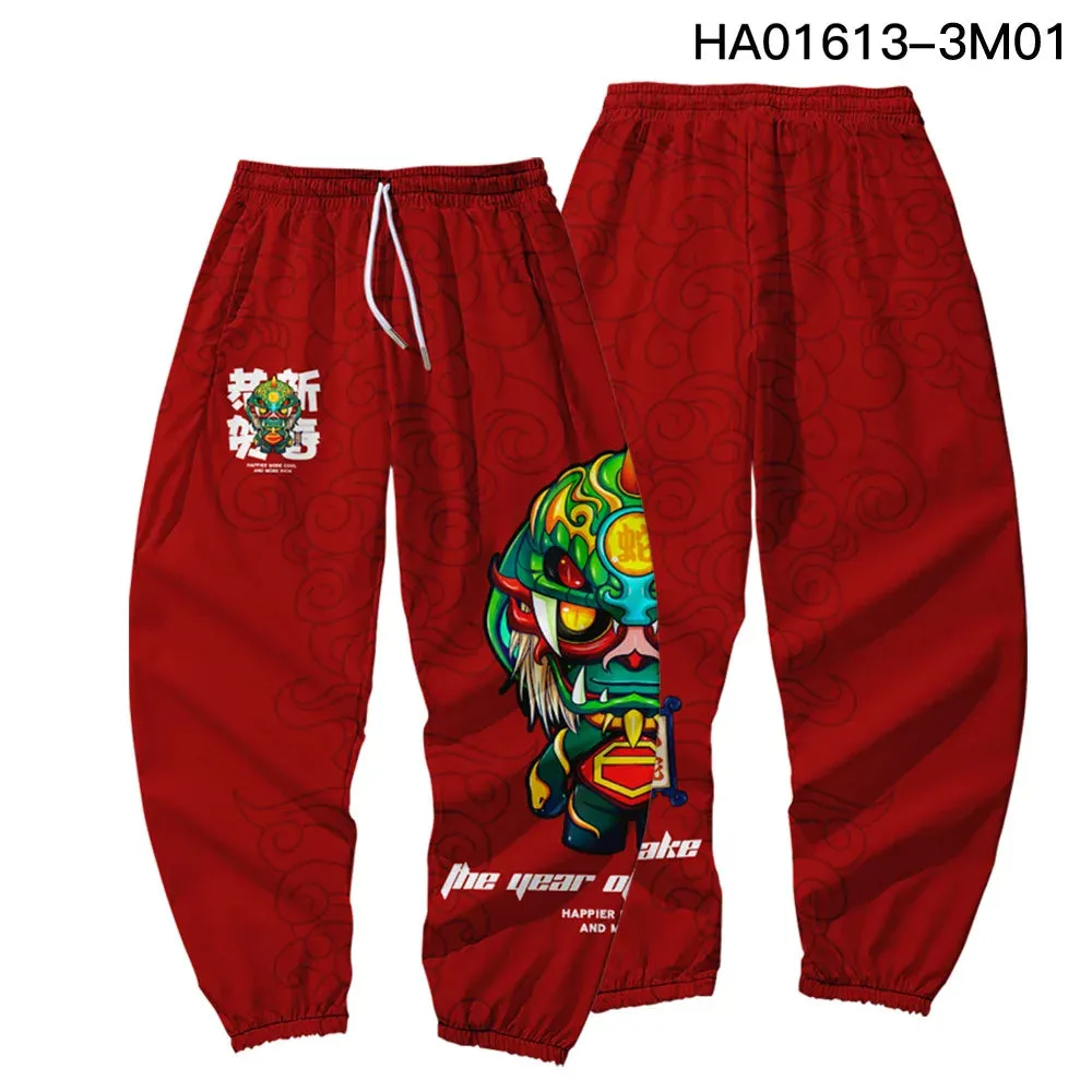 Red Japanese Style Anime Sweatpants Men Multi Pocket Long Cargo Pant Harajuku Hip Hop Jogger Trousers Streetwear Fashion Pants