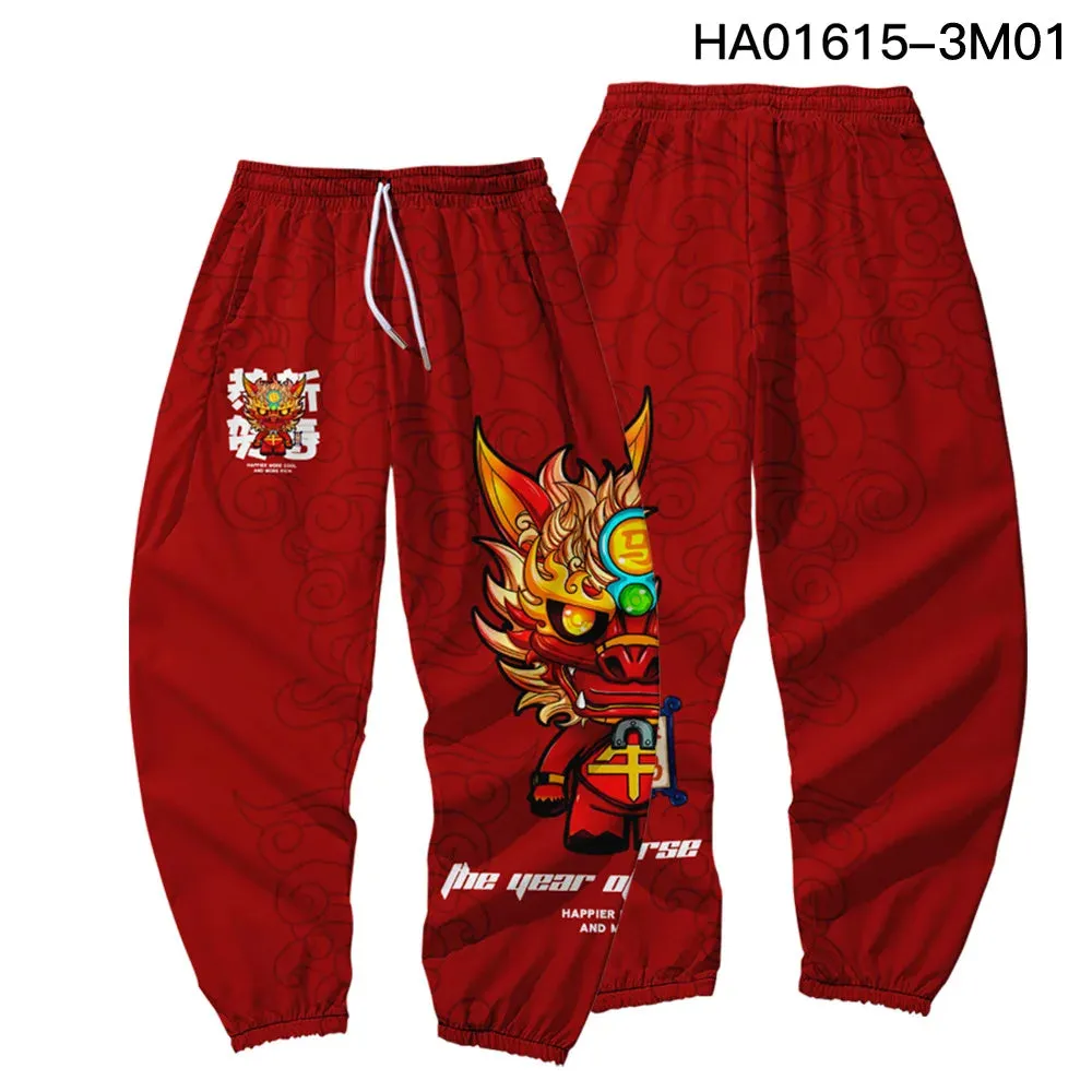 Red Japanese Style Anime Sweatpants Men Multi Pocket Long Cargo Pant Harajuku Hip Hop Jogger Trousers Streetwear Fashion Pants