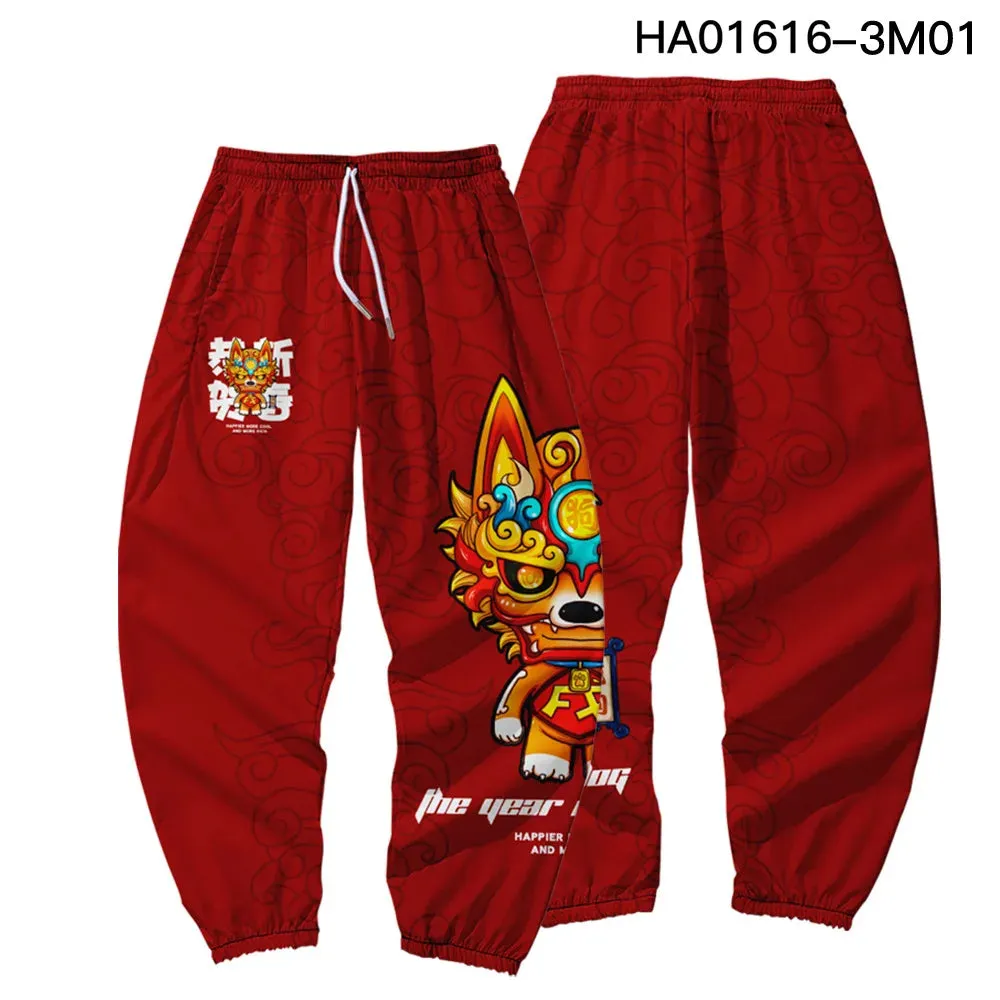 Red Japanese Style Anime Sweatpants Men Multi Pocket Long Cargo Pant Harajuku Hip Hop Jogger Trousers Streetwear Fashion Pants