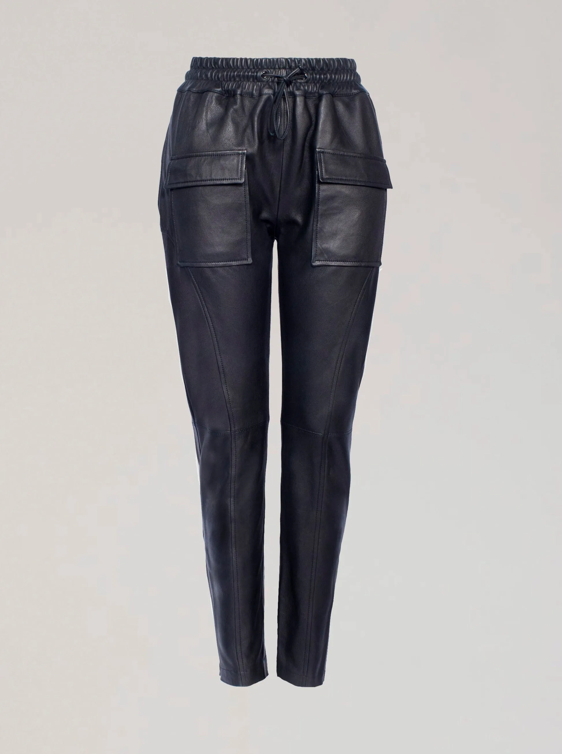 RYDER LEATHER CARGO PANT - BLACK