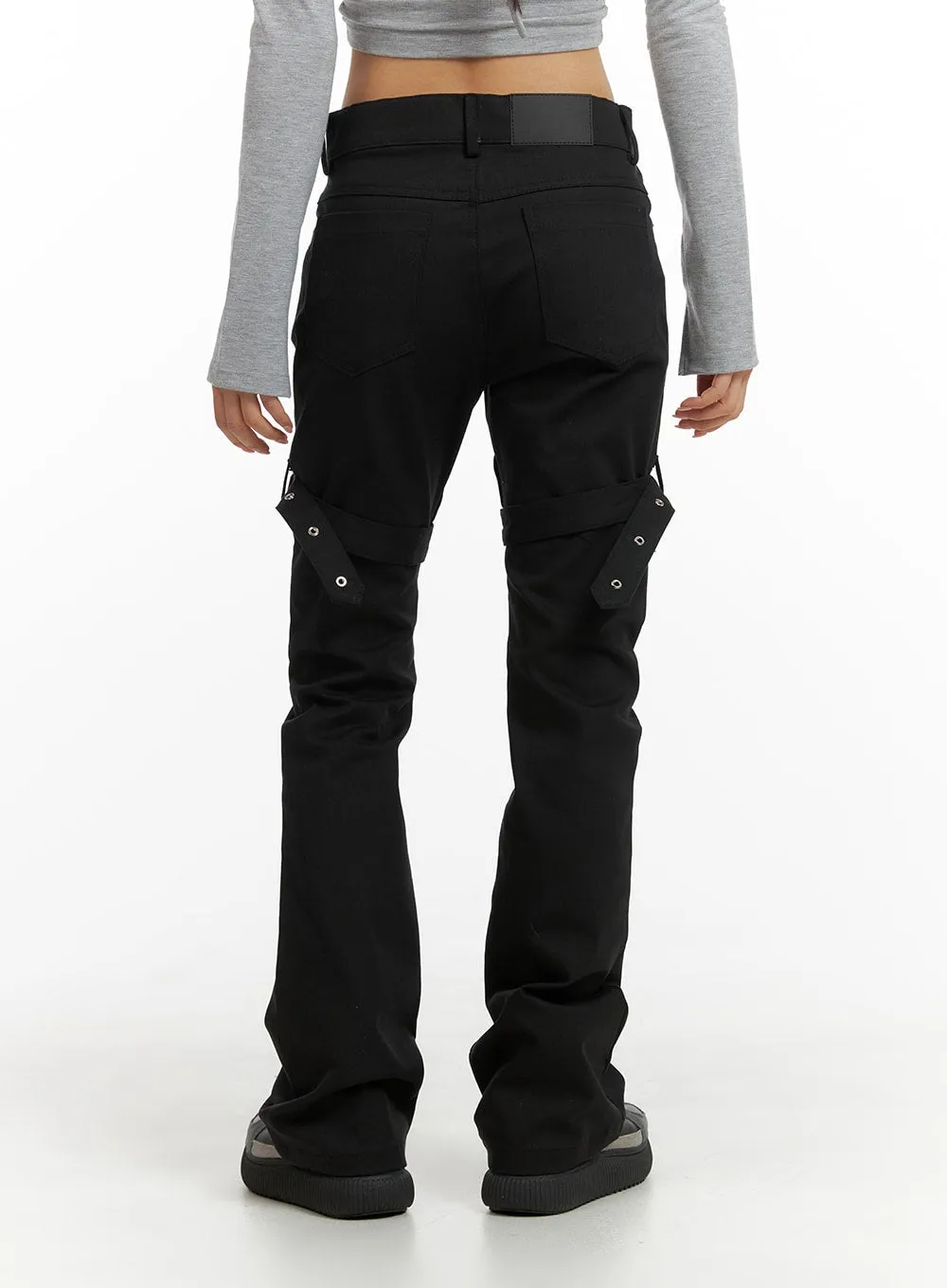 Slim Fit Buckle Bootcut Pants CF429