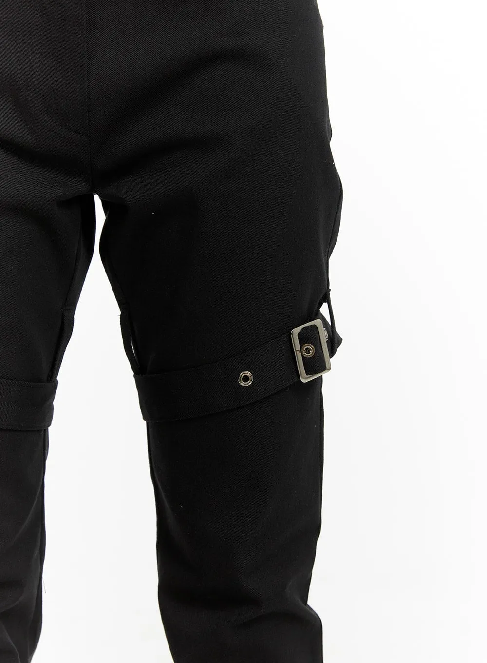 Slim Fit Buckle Bootcut Pants CF429