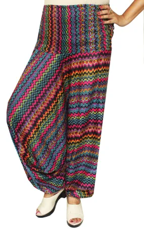 Smocked Waist Hippie Rayon Womens Harem Pants (Multicolor)