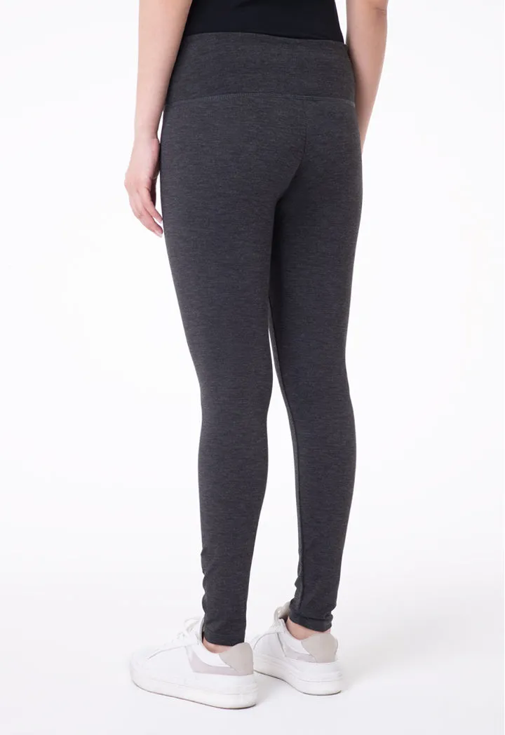 Solid Mid Waist Legging Pants