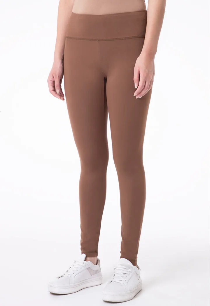 Solid Mid Waist Legging Pants