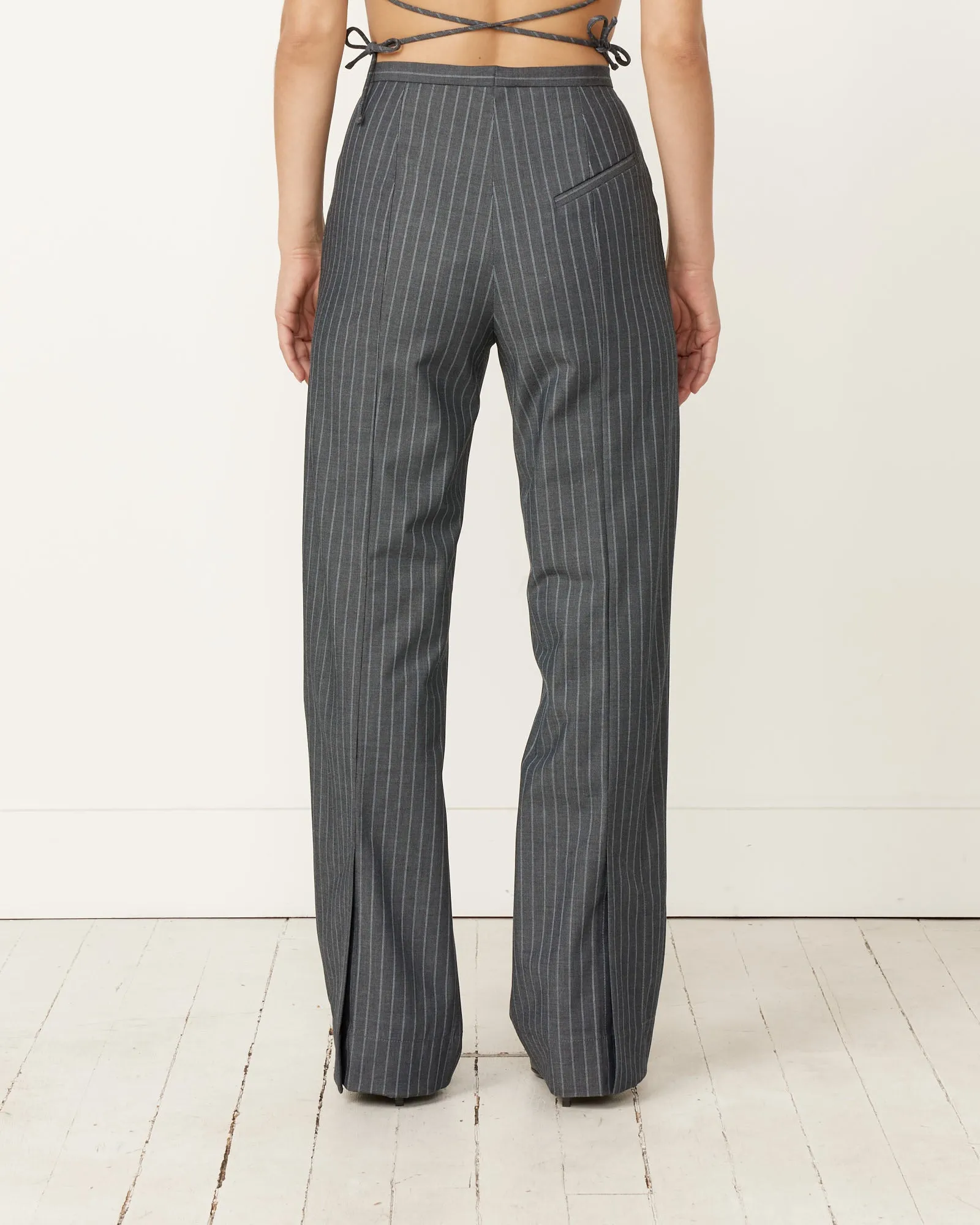 Stretch Stripe Mid Waist Pant