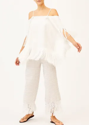 Tallulah Ecru Fringe Pant