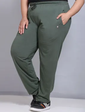 Track Pants For Women - Cotton Lowers - Olive Green