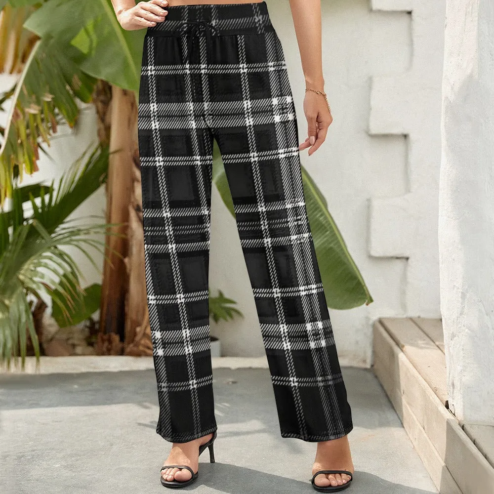 TRP Twisted Patterns 06: Digital Plaid 01-06A Ladies Designer High Waist Wide Leg Pants