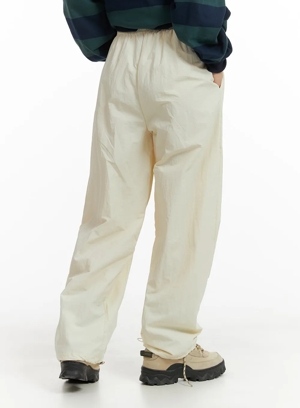 Wide Leg Drawstring Parachute Jogger Pants OM408