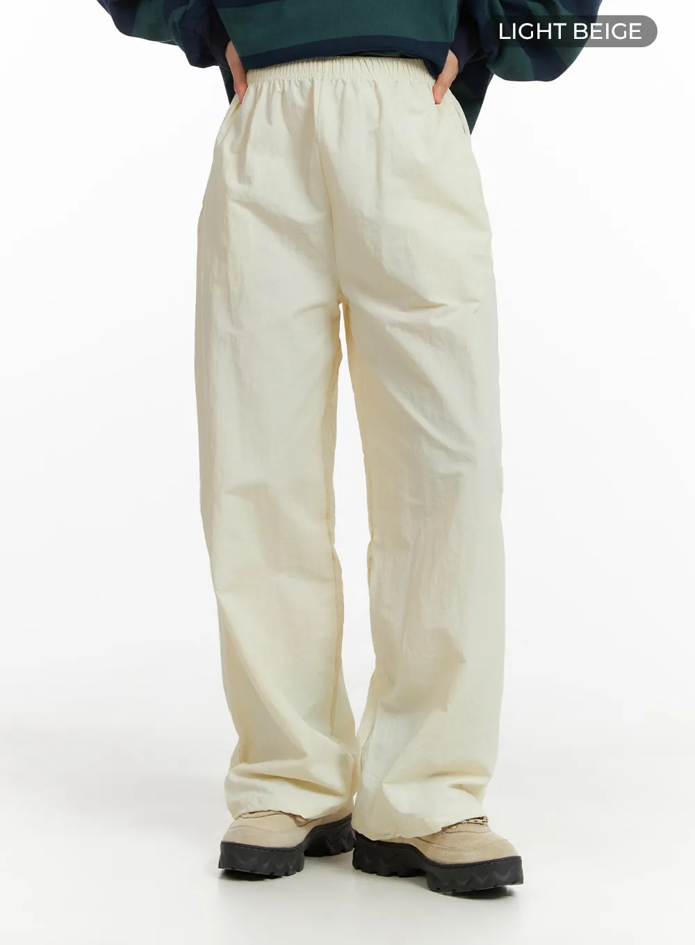 Wide Leg Drawstring Parachute Jogger Pants OM408