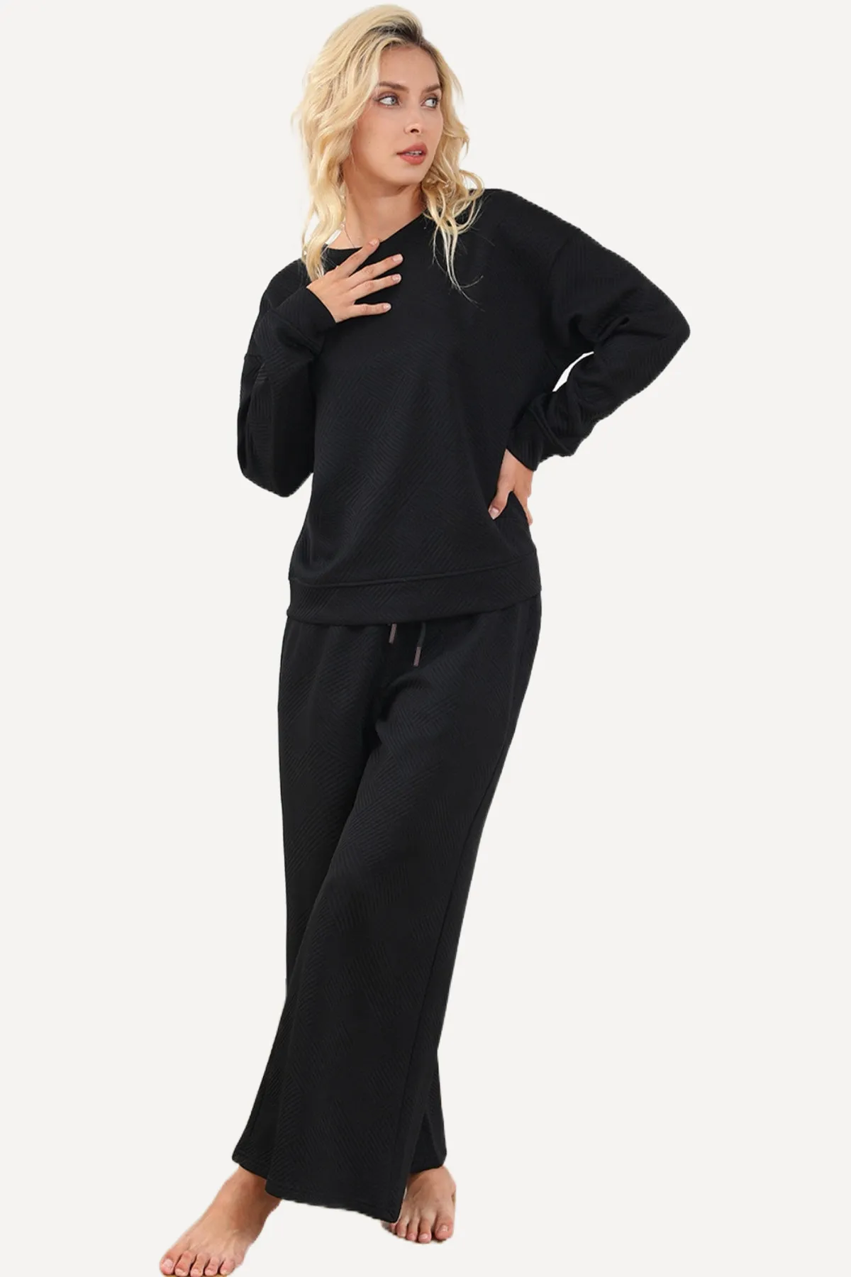 Wide Leg Lounge Pants Set