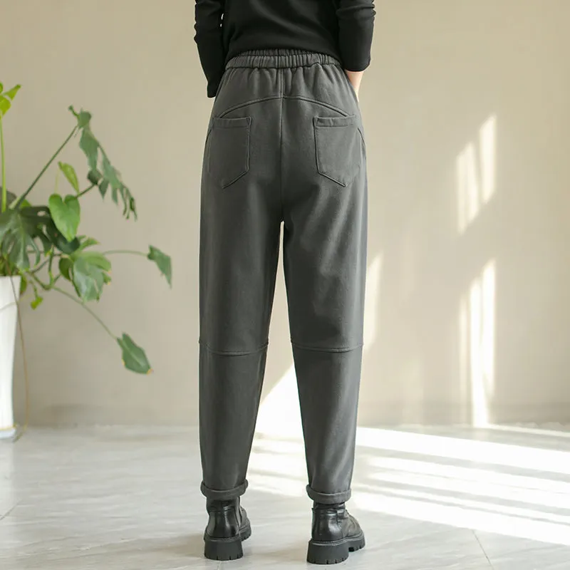 Women Autumn Winter Solid Patchwork Loose Pants