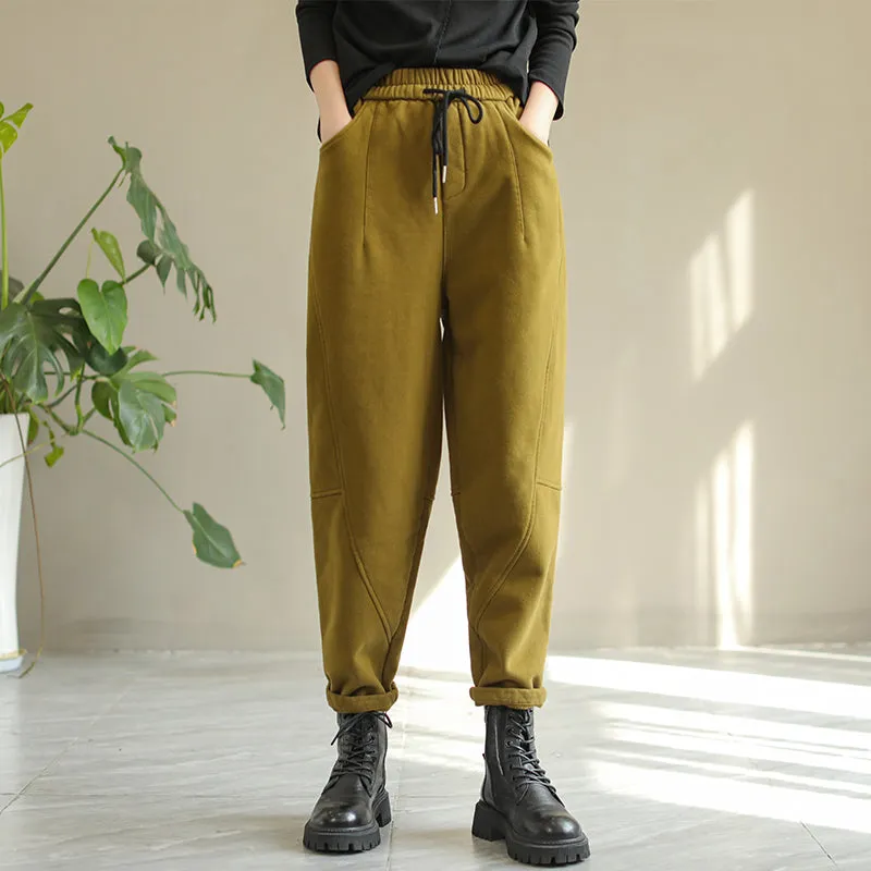 Women Autumn Winter Solid Patchwork Loose Pants