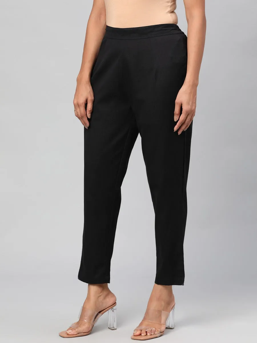 Women Black Solid Trouser