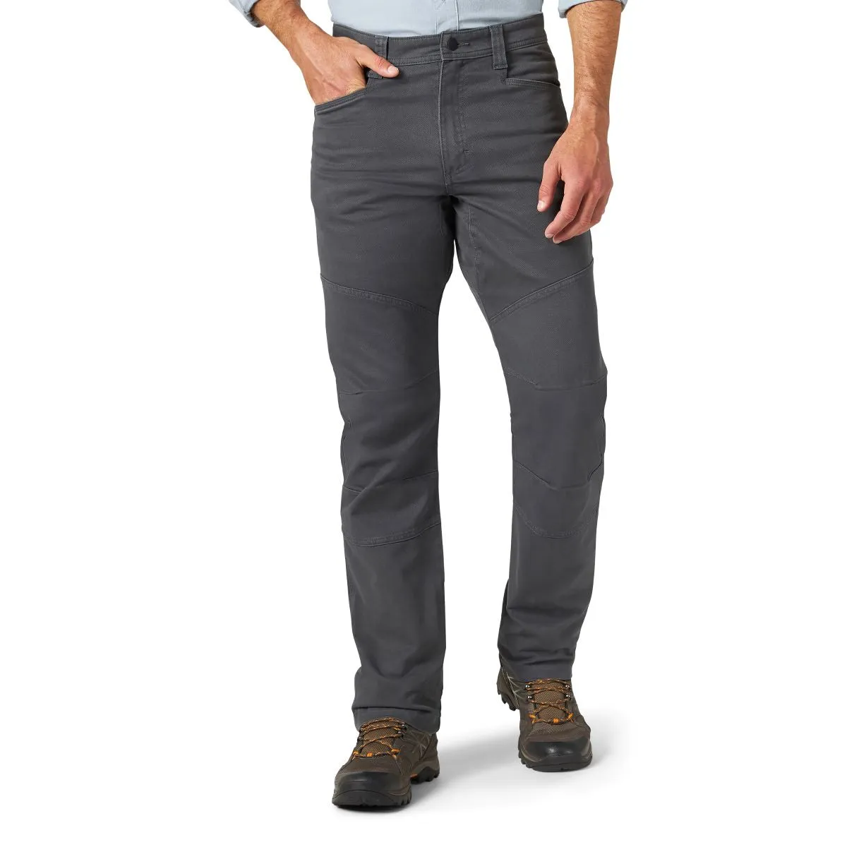 Mens Wrangler Grey Reinforced Utility Pants - Durable Workwear with Enhanced Functionality