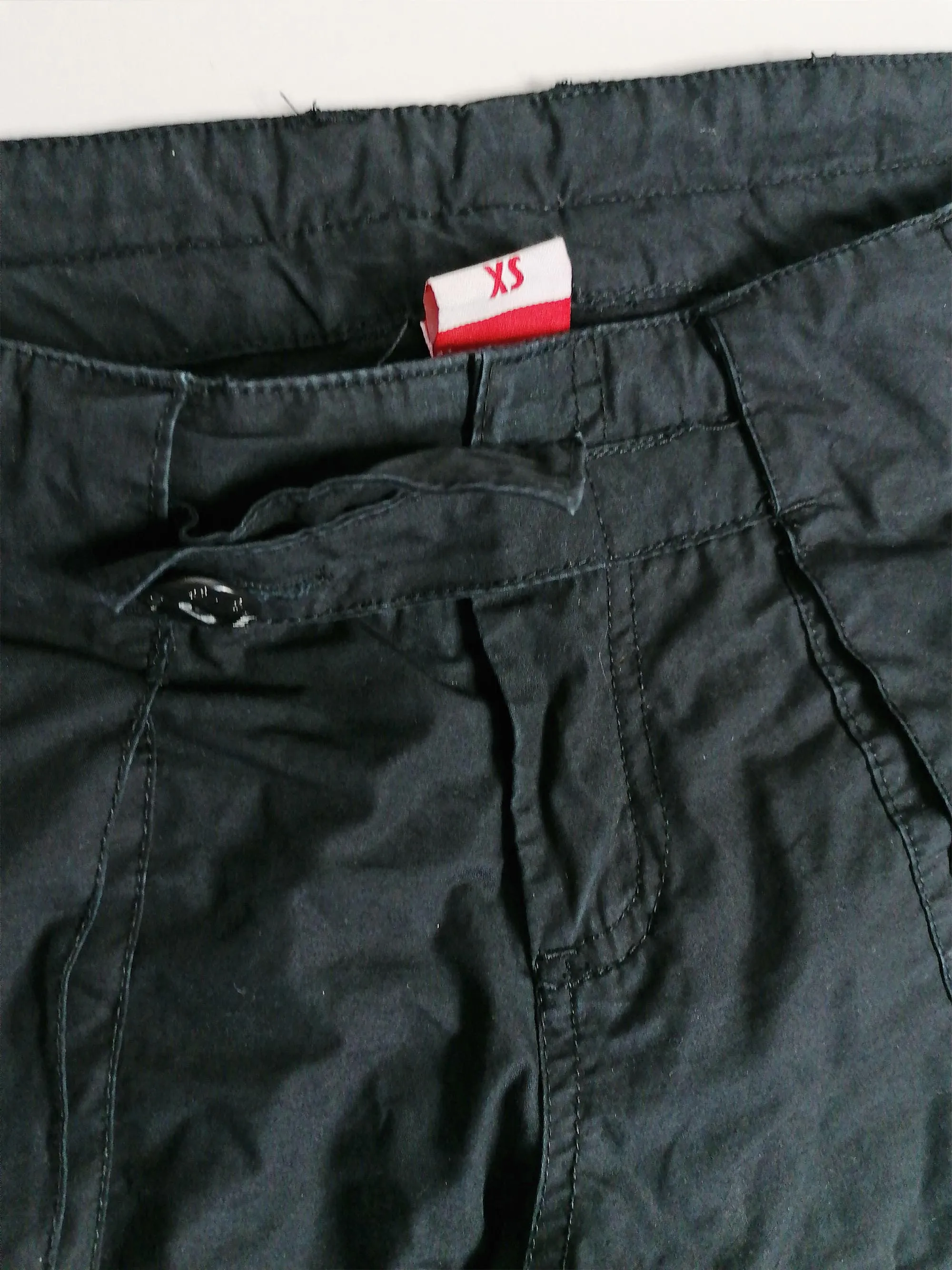 Y2K Soft Shell Low-Waist Flared Black Cargo Pants - size XS